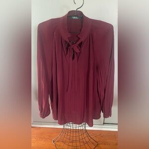 Ralph Lauren Red Tie Front Blouse